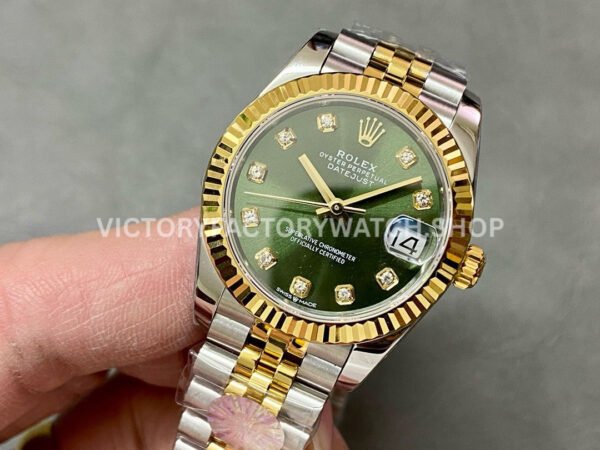 A+ Factory Rolex Datejust 278273-0030 31mm Half Yellow Gold Diamond Mop Green Dial Jubilee
