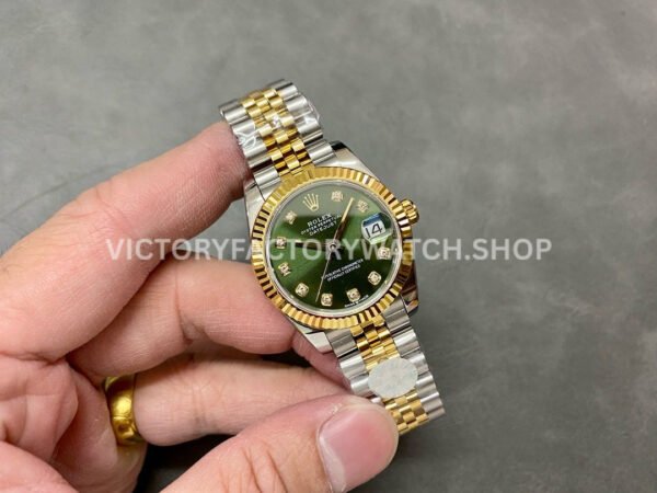 A+ Factory Rolex Datejust 278273-0030 31mm Half Yellow Gold Diamond Mop Green Dial Jubilee