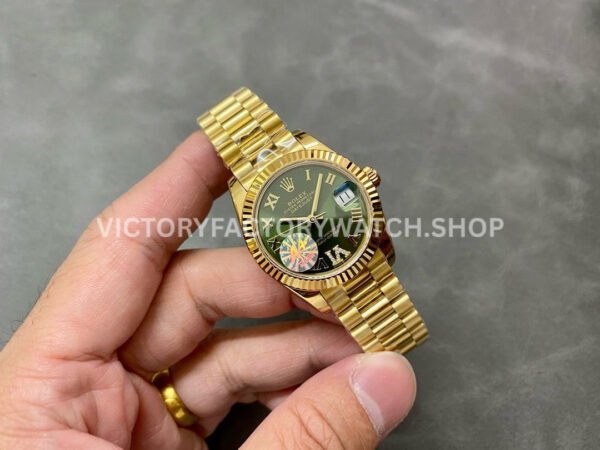 A+ Factory Rolex Datejust 278278-0030 31mm Full Yellow Gold Roman Numerals Diamond Green Dial