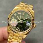 A+ Factory Rolex Datejust 278278-0030 31mm Full Yellow Gold Roman Numerals Diamond Green Dial