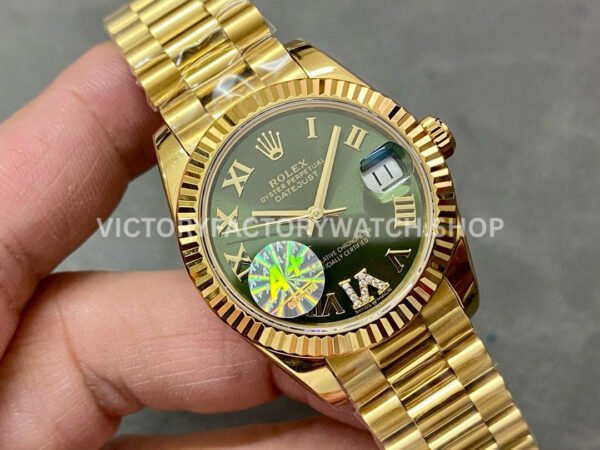 A+ Factory Rolex Datejust 278278-0030 31mm Full Yellow Gold Roman Numerals Diamond Green Dial