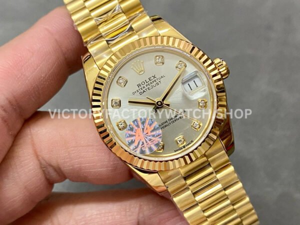 A+ Factory Rolex Datejust 278278-0034 31mm Full Yellow Gold Diamond Mop Silver Dial