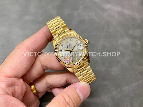 A+ Factory Rolex Datejust 278278-0034 31mm Full Yellow Gold Diamond Mop Silver Dial