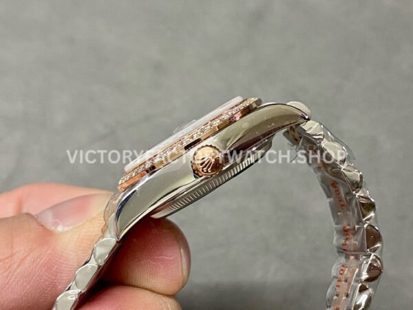 A+ Factory Rolex Datejust 278381RBR-0006 31mm Diamond Bezel Half Rose Gold Roman Number Diamond Brown Dial Jubilee