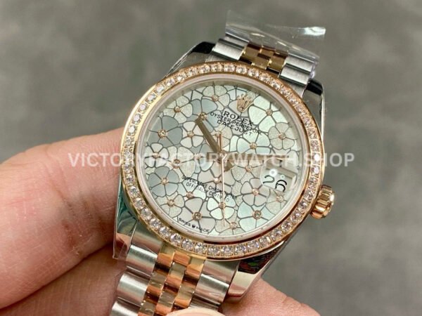 A+ Factory Rolex Datejust 278381RBR-0032 31mm Diamond Bezel Half Rose Gold Silver Floral-Mot ( A+ Factory Rolex Datejust 278381RBR-0032 31mm Diamond Bezel Half Rose Gold Silver Floral-Motif, Diamond-Set Dial Jubilee