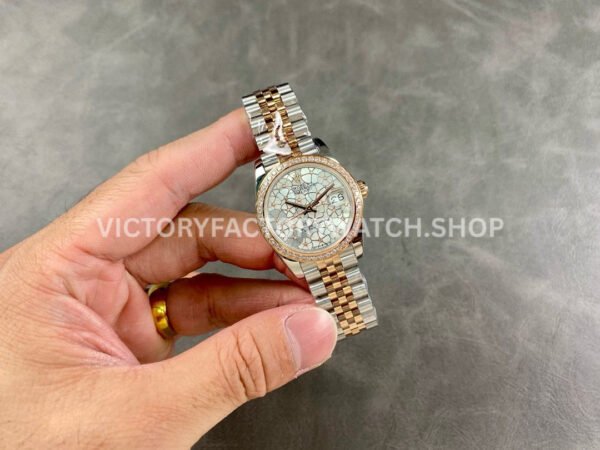 A+ Factory Rolex Datejust 278381RBR-0032 31mm Diamond Bezel Half Rose Gold Silver Floral-Mot (1) A+ Factory Rolex Datejust 278381RBR-0032 31mm Diamond Bezel Half Rose Gold Silver Floral-Motif, Diamond-Set Dial Jubilee