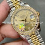 A+ Factory Rolex Datejust 278383RBR-0026 31mm Diamond Bezel Half Yellow Gold Diamond Mop Champagne Dial Jubilee