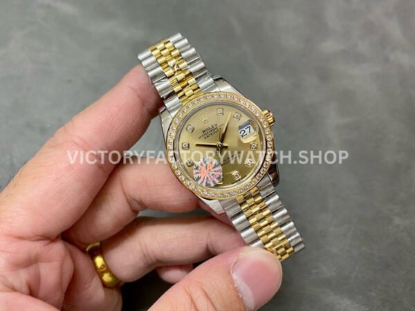 A+ Factory Rolex Datejust 278383RBR-0026 31mm Diamond Bezel Half Yellow Gold Diamond Mop Champagne Dial Jubilee