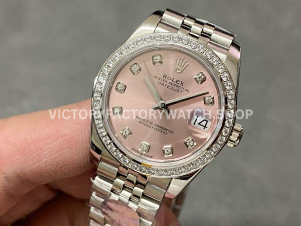 A+ Factory Rolex Datejust 278384RBR-0036 31mm Diamond Bezel Full 904L Diamond Mop Pink Dial Jubilee