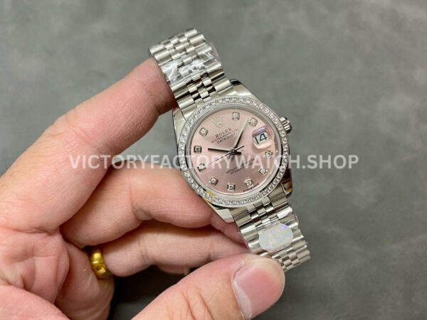 A+ Factory Rolex Datejust 278384RBR-0036 31mm Diamond Bezel Full 904L Diamond Mop Pink Dial Jubilee