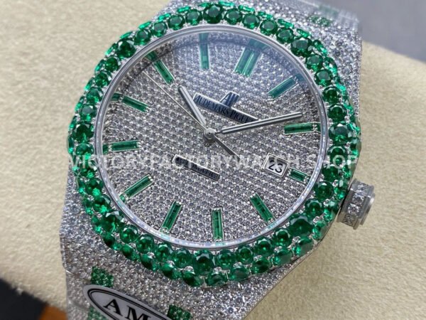 AMG Factory Audemars Piguet Royal Oak Selfwinding 15400 41mm Green Diamond Bezel Green Diamond Baguette Dial