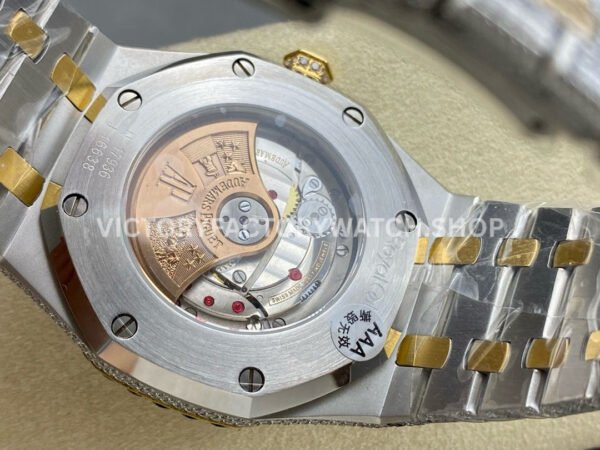 AMG Factory Audemars Piguet Royal Oak 15400 41mm Yellow Gold Black Diamond Bezel Diamond Baguette Dial
