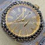 AMG Factory Audemars Piguet Royal Oak 15400 41mm Yellow Gold Black Diamond Bezel Diamond Baguette Dial