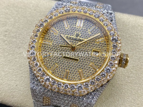 AMG Factory Audemars Piguet Royal Oak 15400 41mm Yellow Gold Diamond Bezel Diamond Dial