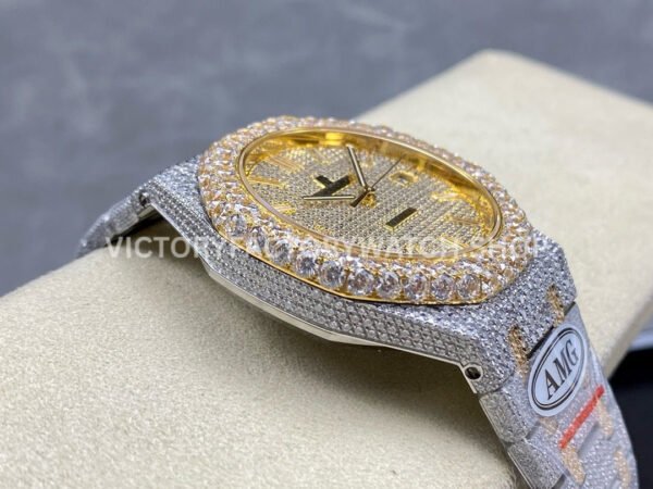 AMG Factory Audemars Piguet Royal Oak 15400 41mm Yellow Gold Diamond Bezel Diamond Dial