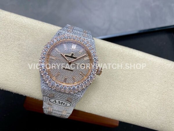 AMG Factory Audemars Piguet Royal Oak 15400 41mm Rose Gold Diamond Bezel Diamond Dial