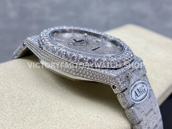 AMG Factory Audemars Piguet Royal Oak Selfwinding 15400 41mm Full Diamond&Steel Diamon (5) AMG Factory Audemars Piguet Royal Oak Selfwinding 15400 41mm Diamond Bezel Diamond Baguette Dial