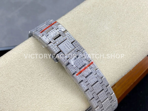 AMG Factory Audemars Piguet Royal Oak Selfwinding 15400 41mm Full Diamond&Steel Diamon (6) AMG Factory Audemars Piguet Royal Oak Selfwinding 15400 41mm Diamond Bezel Diamond Baguette Dial