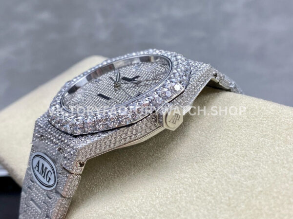 AMG Factory Audemars Piguet Royal Oak Selfwinding 15400 41mm Full Diamond&Steel Diamon (7) AMG Factory Audemars Piguet Royal Oak Selfwinding 15400 41mm Diamond Bezel Diamond Baguette Dial