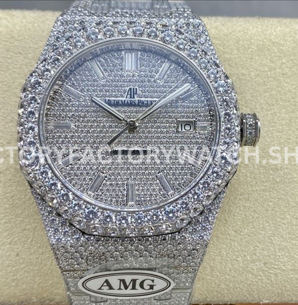 AMG Factory Audemars Piguet Royal Oak Selfwinding 15400 41mm Full Diamond&Steel Diamon AMG AP baguette dial