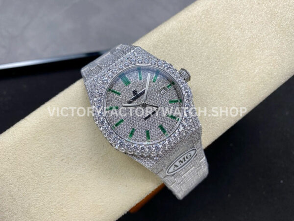 AMG Factory Audemars Piguet Royal Oak Selfwinding 15400 41mm Diamond Bezel Green Diamond Baguette Dial