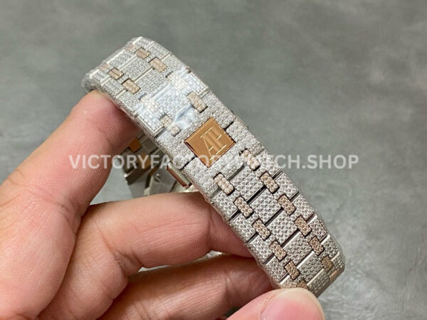 AMG Factory Audemars Piguet Royal Oak Selfwinding 15400 41mm Rose Gold Diamond Bezel Arabic Number Diamond Dial