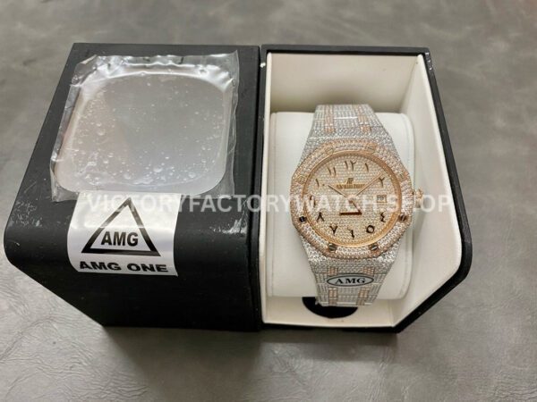 AMG Factory Audemars Piguet Royal Oak Selfwinding 15400 41mm Rose Gold Diamond Bezel Arabic Number Diamond Dial