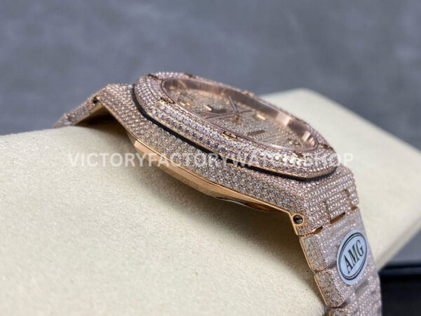 AMG Factory Audemars Piguet Royal Oak Selfwinding 15400 41mm Rose Gold Diamond Bezel Arabic Number Diamond Dial