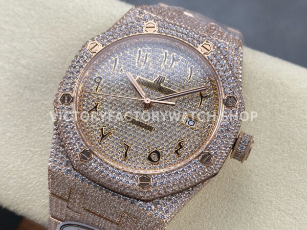 AMG Factory Audemars Piguet Royal Oak Selfwinding 15400 41mm Rose Gold Diamond Bezel Arabic Number Diamond Dial