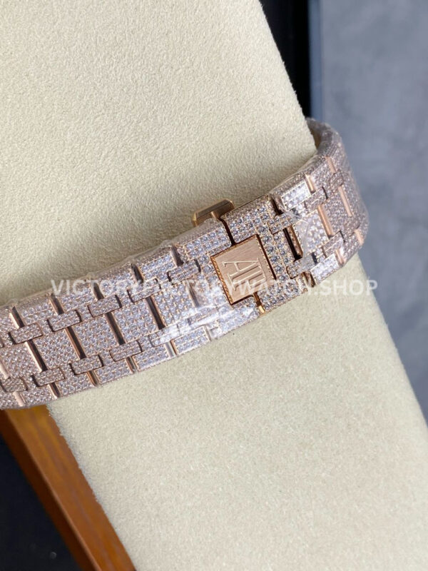 AMG Factory Audemars Piguet Royal Oak Selfwinding 15400 41mm Rose Gold Diamond Bezel Arabic Number Diamond Dial