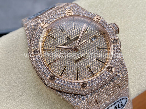 AMG Factory Audemars Piguet Royal Oak 15400 41mm Rose Gold Diamond Bezel Diamond Dial