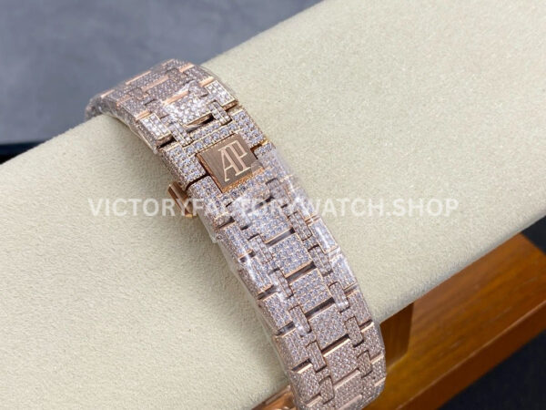 AMG Factory Audemars Piguet Royal Oak 15400 41mm Rose Gold Diamond Bezel Diamond Dial
