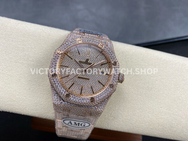 AMG Factory Audemars Piguet Royal Oak 15400 41mm Rose Gold Diamond Bezel Diamond Dial