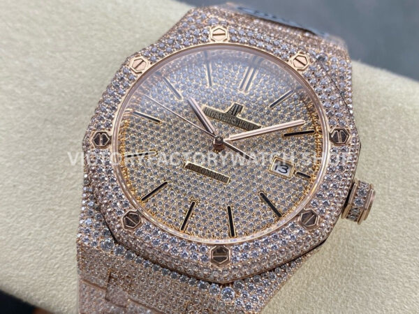 AMG Factory Audemars Piguet Royal Oak 15400 41mm Rose Gold Diamond Bezel Diamond Dial