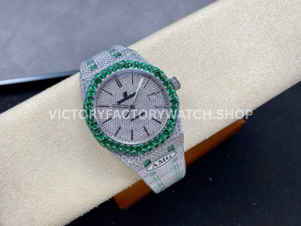 AMG Factory Audemars Piguet Royal Oak Selfwinding 15400 41mm Gr (4) AMG Factory Audemars Piguet Royal Oak Selfwinding 15400 41mm Green Diamond Bezel Diamond Dial