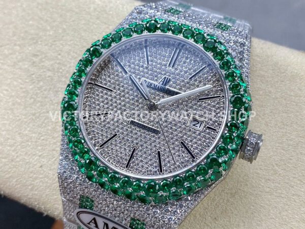 AMG Factory Audemars Piguet Royal Oak Selfwinding 15400 41mm Gree (1) AMG Factory Audemars Piguet Royal Oak Selfwinding 15400 41mm Green Diamond Bezel Diamond Dial