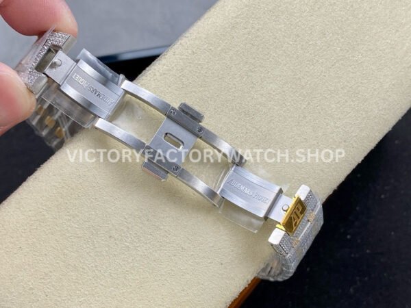 AMG Factory Audemars Piguet Royal Oak 15400 41mm Yellow Gold Black Diamond Bezel Diamond Baguette Dial