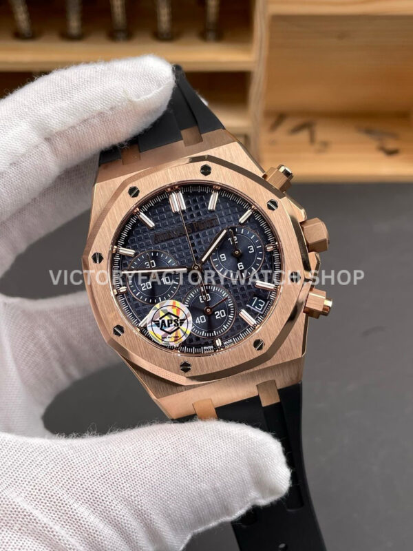 APS Factory Audemars Piguet Royal Oak Chronograph 26240OR.OO.1320OR.01 41mm Rubber Strap Rose Gold Blue Dial