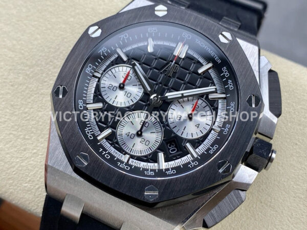 APF Factory Audemars Piguet Royal Oak Chronograph 26420SO.OO.A002CA.01 43mm Steel (7) APF Factory Audemars Piguet Royal Oak Chronograph 26420SO.OO.A002CA.01 43mm Steel Rubber Strap Black Dial