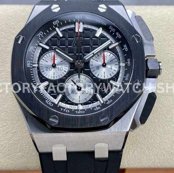APF Factory Audemars Piguet Royal Oak Chronograph 26420SO.OO.A002CA.01 43mm Steel (8) APF 26420SO black dial steel rubber strap Royal Oak Chronograph 43mm