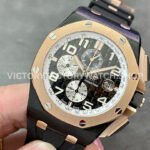 APF Factory Audemars Piguet Royal Oak Offshore Chronograph 26405NR.OO.A002CA.01 44mm Rose Gold/Ceramics Rubber Strap Arabic Numerals Black Dial