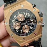 APF Factory Audemars Piguet Royal Oak Offshore Chronograph 26470OR.OO.A125CR.01 42mm Rose Gold Leather Strap Arabic Numerals Rose Gold Eye Black Dial