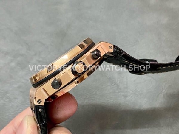 APF Factory Audemars Piguet Royal Oak Offshore Chronograph 26470OR.OO.A125CR.01 42mm Rose Gold Leather Strap Arabic Numerals Rose Gold Eye Black Dial