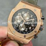 APF Factory Audemars Piguet Royal Oak Offshore Chronograph 26470OR.OO.A125CR.01 42mm Rose Gold Leather Strap Arabic Numerals Silver Eye Black Dial