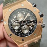 APF Factory Audemars Piguet Royal Oak Offshore Chronograph 26470OR.OO.A125CR.01 42mm Rose Gold Leather Strap Arabic Numerals Silver Eye Black Dial
