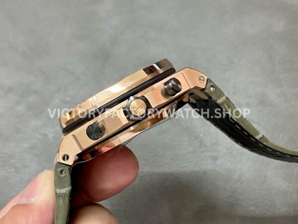 APF Factory Audemars Piguet Royal Oak Offshore Chronograph 26470OR.OO.A125CR.01 42mm Rose Gold Leather Strap Arabic Numerals Silver Eye Black Dial