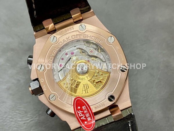 APF Factory Audemars Piguet Royal Oak Offshore Chronograph 26470OR.OO.A125CR.01 42mm Rose Gold Leather Strap Arabic Numerals Silver Eye Black Dial