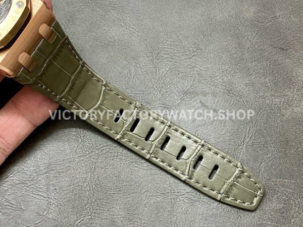 APF Factory Audemars Piguet Royal Oak Offshore Chronograph 26470OR.OO.A125CR.01 42mm Rose Gold Leather Strap Arabic Numerals Silver Eye Black Dial