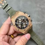 APF Factory Audemars Piguet Royal Oak Offshore Chronograph 26470OR.OO.A125CR.01 42mm Rose Gold Leather Strap Arabic Numerals Silver Eye Black Dial