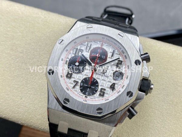 APF Factory Audemars Piguet Royal Oak Offshore Chronograph 26170ST.OO.D101CR.02 42mm Steel Leather Strap Arabic Numerals Silver Dial